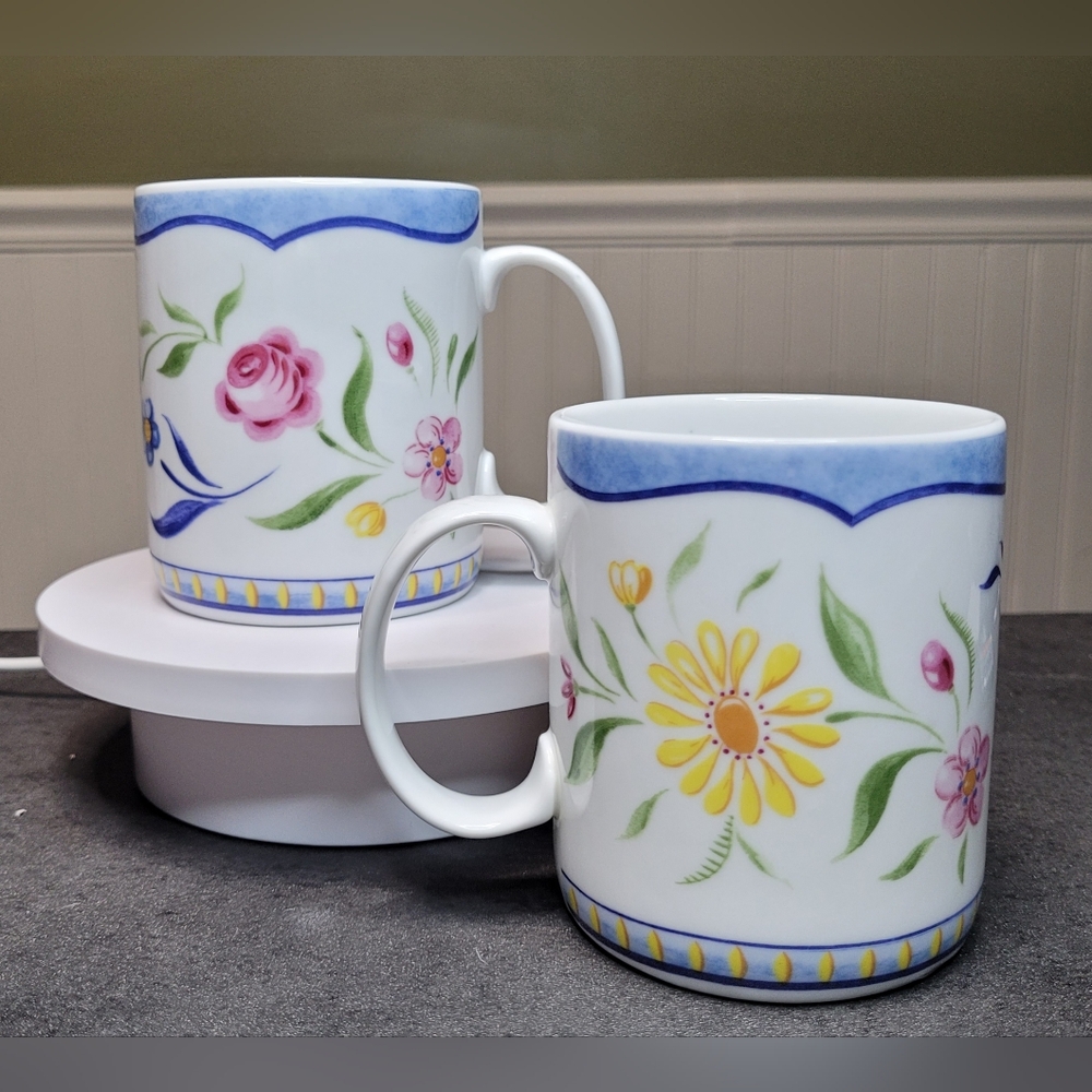 Coventry 1980s Geniveve Collection Fine Porcelain 9oz Mugs Set of 2